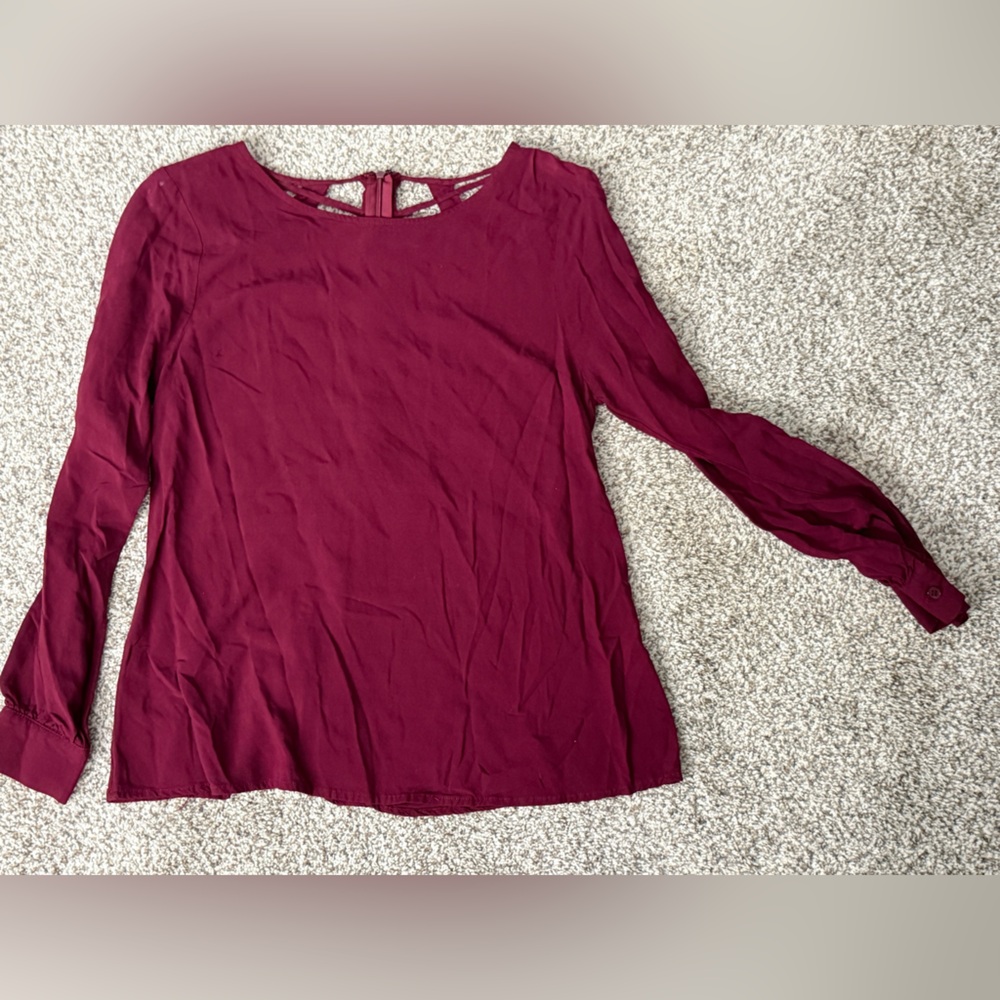 Elegant Burgundy Long Sleeve Blouse